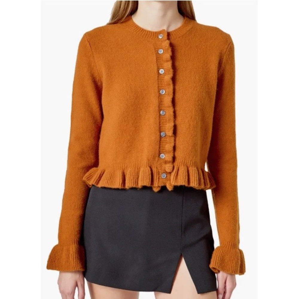 Endless Rose Ruffle Crop Cardigan Size Small - Picture 2 of 8